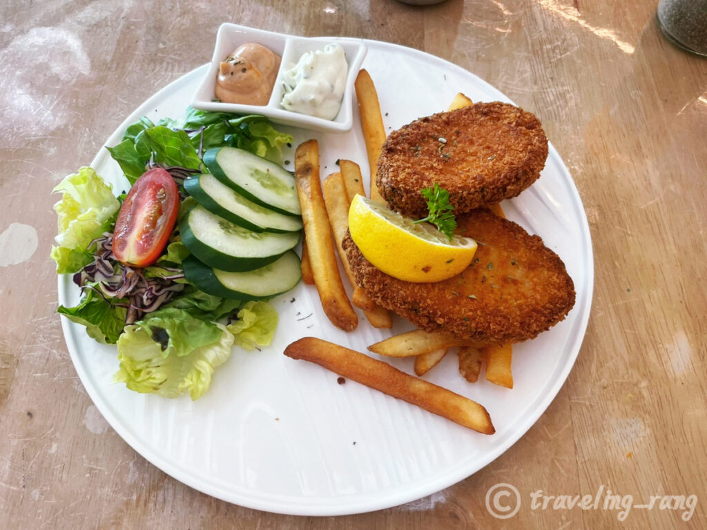 Brown Poodle Cafe vegan fish and chips