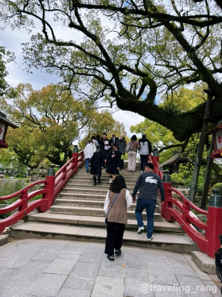 three bridges over Shinji-ike pond Dazaifu Tenmangu