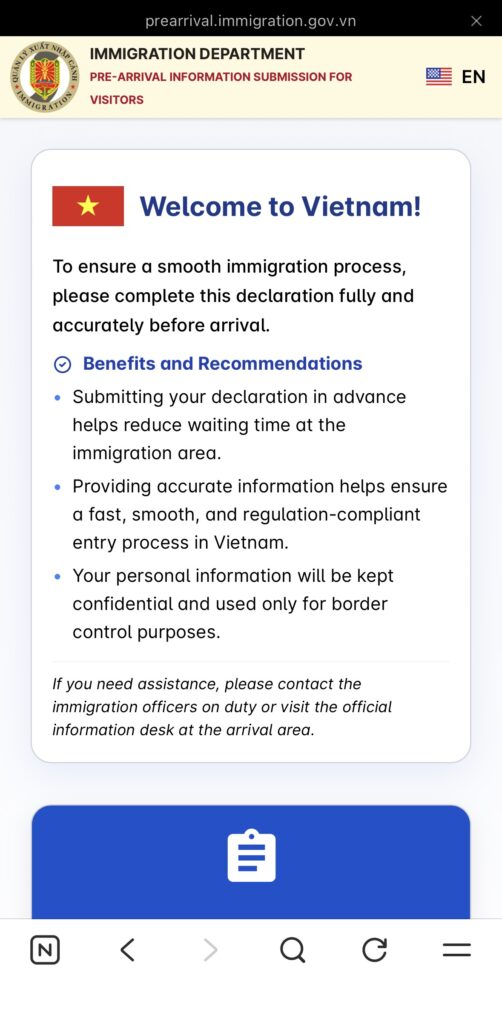 Vietnam Pre-Arrival Declaration