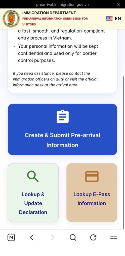 Vietnam Pre-Arrival Declaration