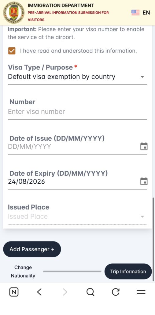 Vietnam Pre-Arrival Declaration