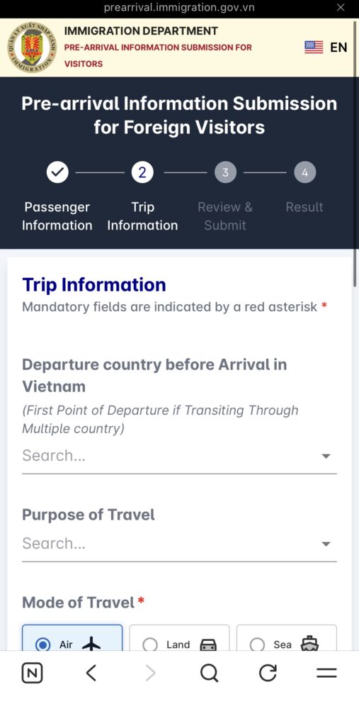 Vietnam Pre-Arrival Declaration