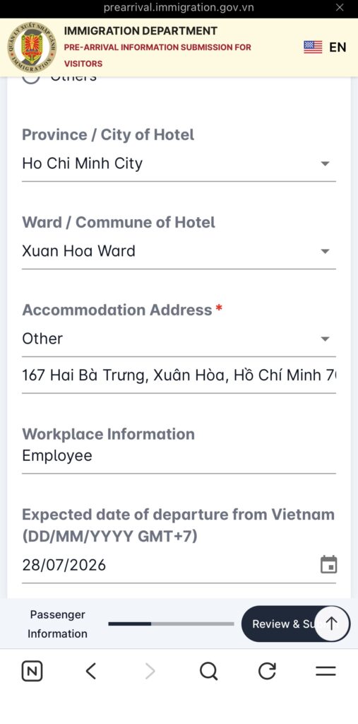 Vietnam Pre-Arrival Declaration