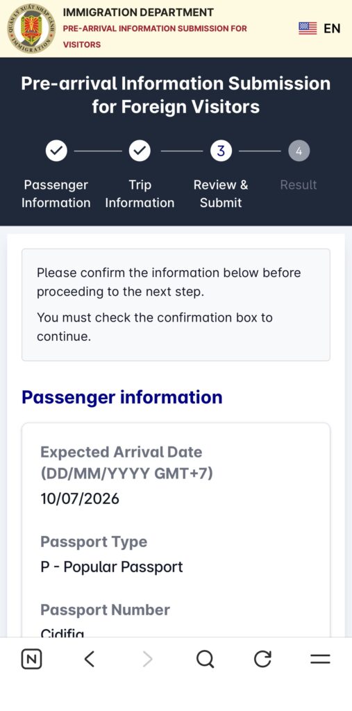 Vietnam Pre-Arrival Declaration