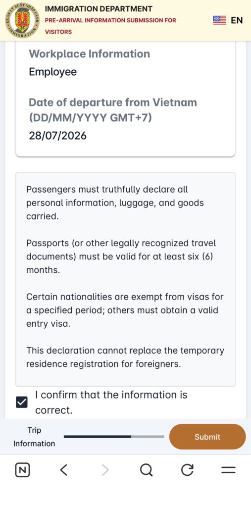 Vietnam Pre-Arrival Declaration