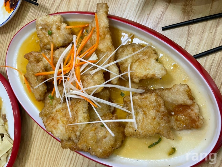 Crispy guo bao rou sweet and sour pork Singapore Chinatown